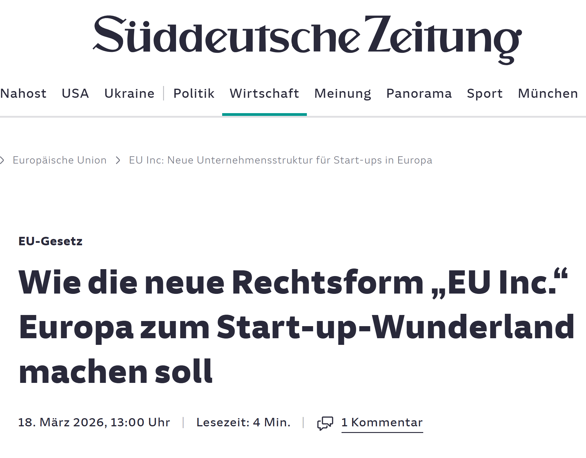 Wie die neue Rechtsform „EU Inc.“ Europa zum Start-up-Wunderland machen ...